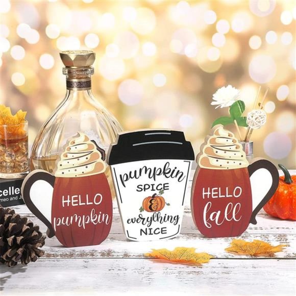 3 Pcs Fall Wooden Signs Tiered Tray Decor Fall Harvest Tabletop Pumpkin Signs - Picture 4 of 7